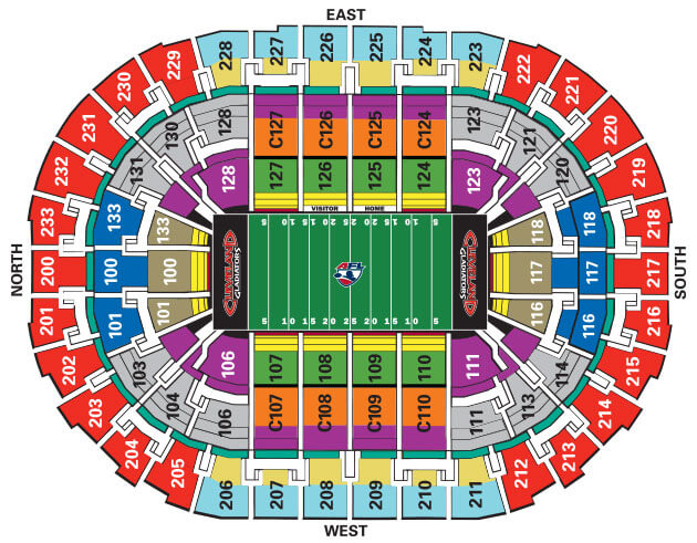 gladiators vs spokane shock quicken loans arena lake erie monsters seating chart